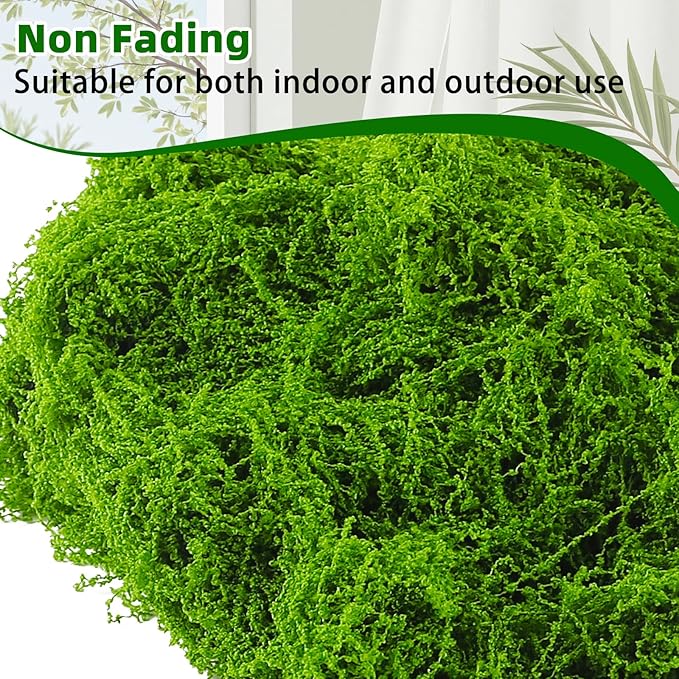 Yomirduy Artificial Moss for Crafts, 3.5OZ Fake Green Moss for Potted Plants, Faux Moss Decor for DIY Decorative, Walls,Table Centerpieces Decor Fairy Garden Model Making (100g)
