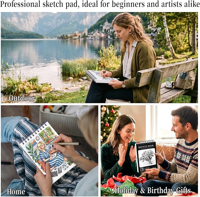 18 Pack Sketch Books Bulk 5.5x8.5 Inch Top Spiral Bound Sketch Pad 720 Total Sheets 6-Color Small Sketchbook 68lb/100gsm Acid-Free Drawing Paper for Students Beginners Travel Classroom Art Supplies - Image 7