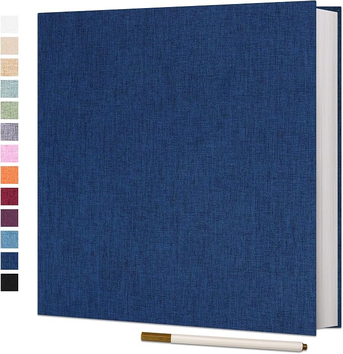 Vienrose Self Adhesive Photo Album, 60 Pages, 11 x 10.6 in, Blue | Scrapbook Album, 30 Sheets, 3x5 4x6 5x7 8x10 Photos, Metallic Pen, DIY Memory Book, Wedding Album, Family Photos by Vienrose