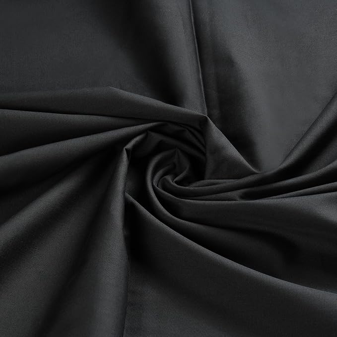 5 Yard Black Lightweight Cotton Broadcloth Fabric by the Yard, 3.7 oz | 3.7 oz/sq yd, at least 57 inches wide; smooth cotton for apparel, quilting, sewing, crafts, and home decor by NIUWELL