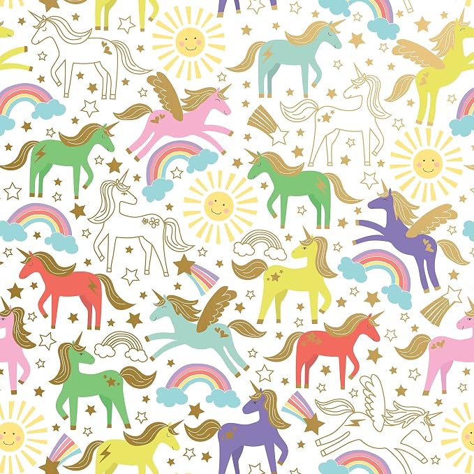 Jillson Roberts Gift Wrapping Paper, Unicorn (8 Rolls 5ft x 30in) by JillsonRoberts
