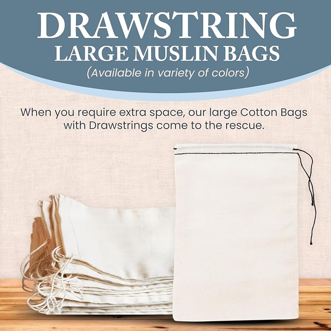Celestial Gifts Cotton Muslin Drawstring Bags, 10pcs, 8x12, Large Bulk | 100% Cotton, Made in USA, Red Hem & Orange Drawstring, Large Bags For Shoes, Parts, Gifts, Party Favors & DIY Crafts - Image 7