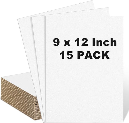 15 Pack 9 X 12 Inch White Single Face Cardboard Sheets | Corrugated Flat Inserts for Packing Shipping Mailing, Protective Separators for Fragile Items Dishes, DIY Crafts Projects by Henoyso