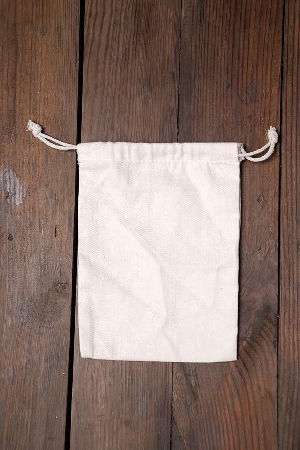 8"x12" COTTON DOUBLE DRAWSTRING MUSLIN BAGS (Natural Color)-12 count pack - Image 4