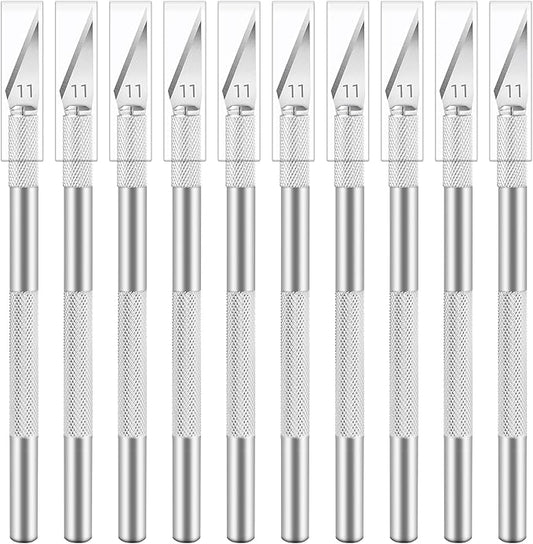 10 Pack Exacto Knife Set, Hobby Knife, SK-5 High Carbon Steel Craft Knife for Pumpkin Carving, DIY, Art, Cutting, Stencil