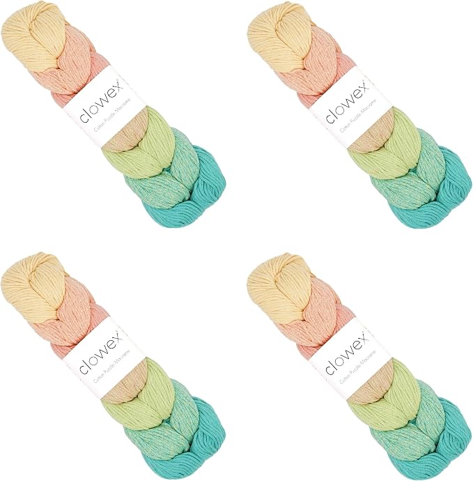 7 Colored Gradient Braided Cotton Macrame Cord, 2.5mm x 273 yds x 4 Balls Variegated Artisan Macrame Yarn, Rainbow Craft Cord, Multicolor Macrame Rope for Crocheting and Knitting (N3, 4 Balls) by clowex