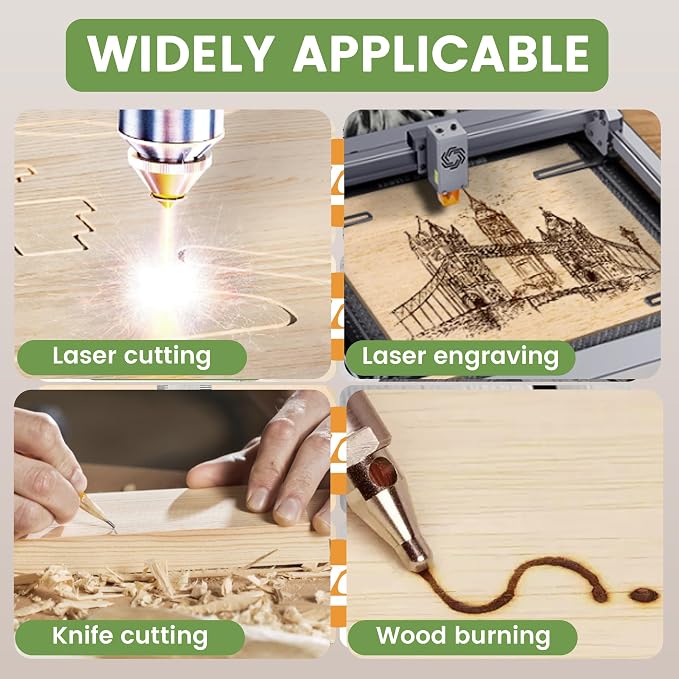 30 Pack Basswood Sheets 1/8 x 16 x 12 Inch for Laser Cutting | Unfinished 3mm wood boards for laser cutting, engraving, wood burning, and DIY crafts. Ideal for models and creative projects - Image 4
