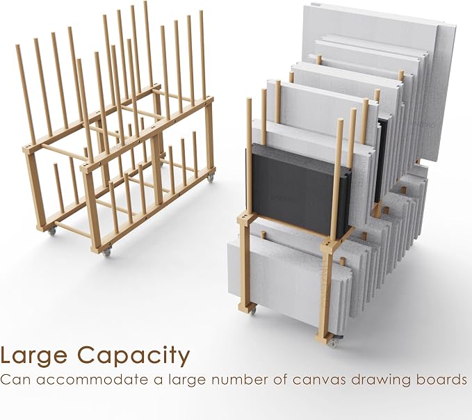 Art Storage Rack, Art Canvas Storage, Art Drying Rack, Canvas Boards Rack Art Storage with Handle & Caster Wheels for Drawing Board, Panel, Paper Pad for - Image 4