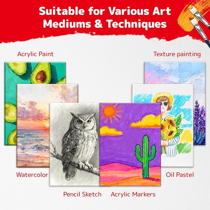 32 Pack 12x16 inch Large Flat Canvas Boards for Painting | Gesso Primed Acid-Free 100% Cotton Paint Canvas Panels for Acrylics Oil Watercolor Tempera - Image 5