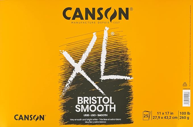 Canson XL Series Bristol Paper, Smooth, Foldover Pad, 11x17 inches, 25 Sheets (100lb/260g) - Artist Paper for Adults and Students - Markers, Pen and Ink by Unknown