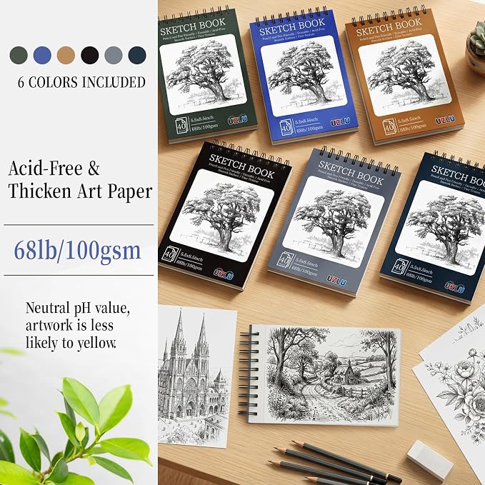 18 Pack Sketch Books Bulk 5.5x8.5 Inch Top Spiral Bound Sketch Pad 720 Total Sheets 6-Color Small Sketchbook 68lb/100gsm Acid-Free Drawing Paper for Students Beginners Travel Classroom Art Supplies - Image 4
