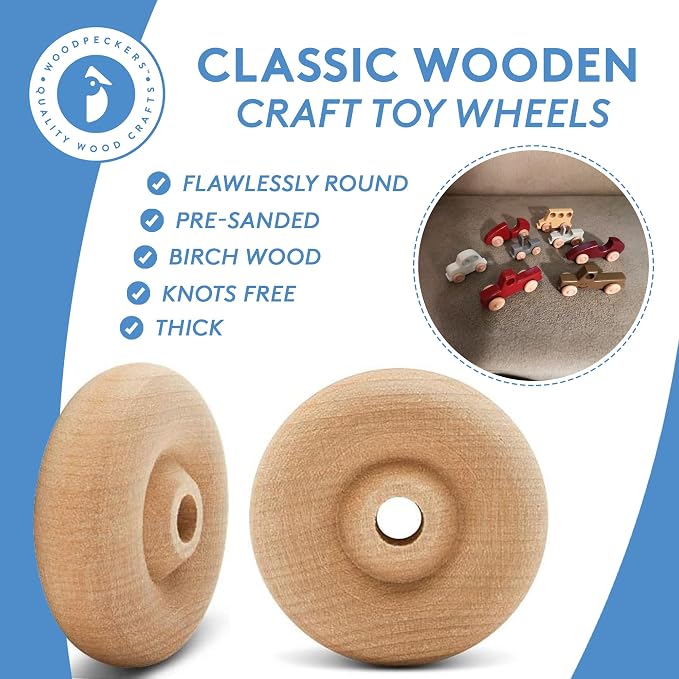 Classic Mini Wooden Wheels, Great for Crafts Too, 3/4 Inch Diameter, 3/16 Inch Thick, 3/16 Inch Hole, Pack of 250, by Woodpeckers - Image 4