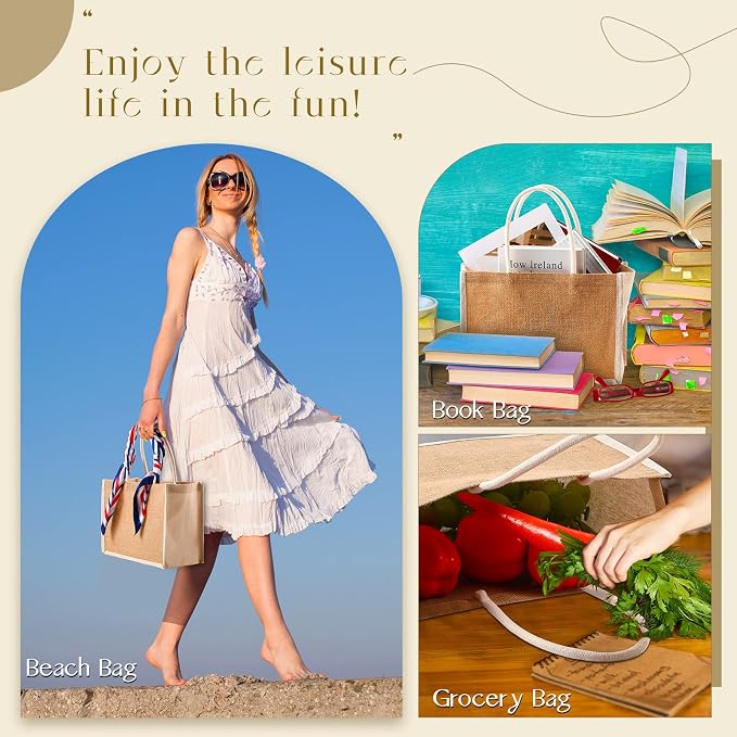 Reginary 16 Pcs Jute Tote Natural Burlap Gift Bags for Bridesmaid Wedding - Image 5