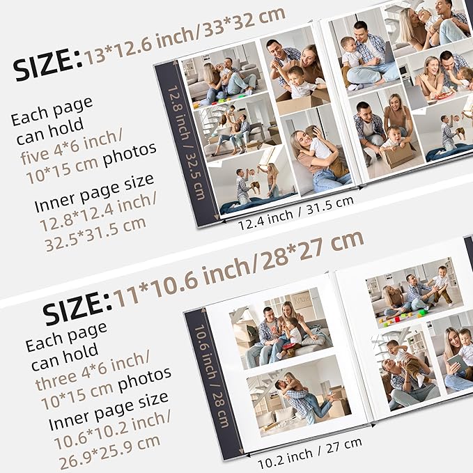Vienrose Large Photo Album Self Adhesive for 4x6 8x10 10x12 Pictures Scrapbook Album DIY Scrap Book 40 Sticky Pages with A Metallic Pen 13"x12.6"40 Pages | Large Scrapbook Album, 20 Sheets, 4x6 8x10 10x12 Photos, Metallic Pen, DIY Memory Book, Travel P... - Image 3