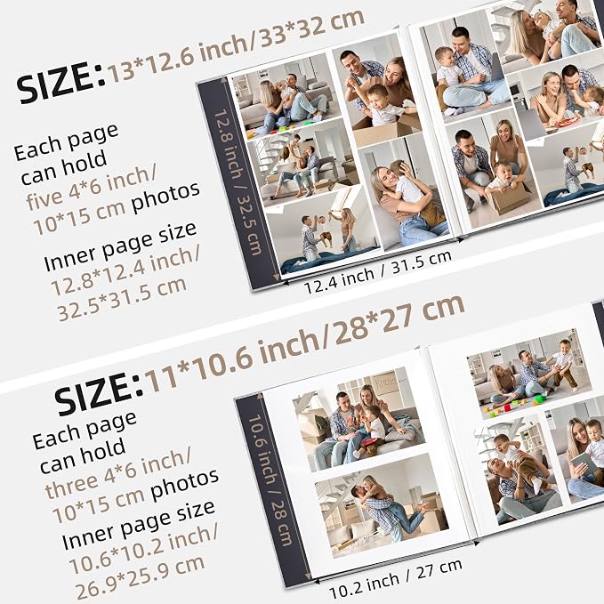 Vienrose Self Adhesive Photo Album, 60 Pages, 11 x 10.6 in, Blue | Scrapbook Album, 30 Sheets, 3x5 4x6 5x7 8x10 Photos, Metallic Pen, DIY Memory Book, Wedding Album, Family Photos - Image 3