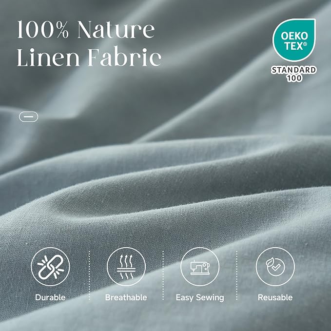 Simple&opulence 100% Linen Fabric by the Yard - 78" Wide Natural Breathable Linen Cloth for DIY, Embroidery, Sewing, Clothing, Bags, Home Decor, Crafts, and Art Canvases (Dusty Blue,1 Yard) - Image 3