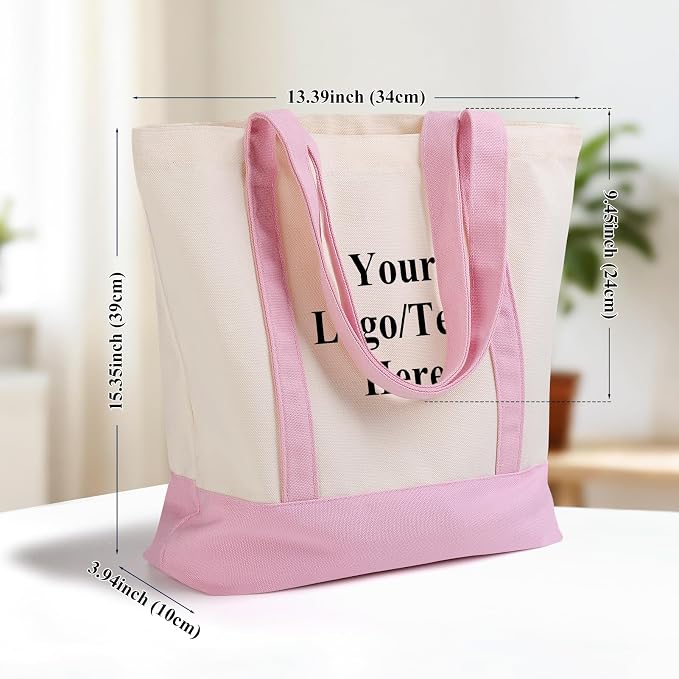 Custom Canvas Tote Bags Bulk with Logo 1 | 6 | 10 | 30 | 50 | 100 Pack Personalized Reusable Grocery Shopping Bags - Image 3
