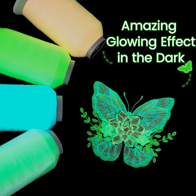 New brothread Single Huge Spool Glow in The Dark Embroidery Thread -G774 | Luminary Embroidery Machine Thread, 30WT, 2500M(2735Y) Each Spool, for Embroidery, Quilting, Sewing - Image 3