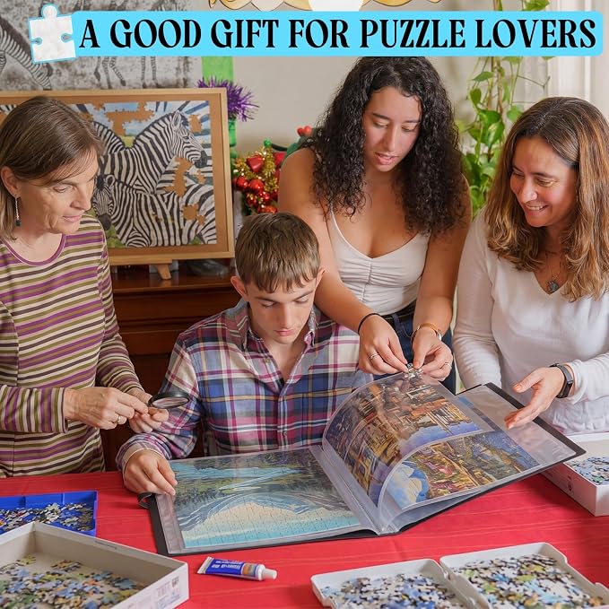 Geetery 48 Pockets Puzzle Storage Folder for 1000-piece Puzzles Holds 96 Sheets Puzzles Large Capacity Portable Jigsaw Organizer Binder Dustproof Storage Gifts - Image 5