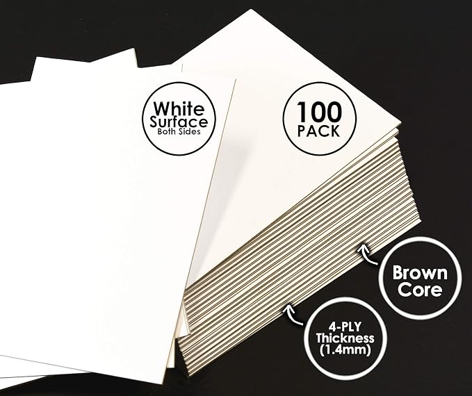 Golden State Art 5x7 Uncut Backing Boards, 100 Pack White Backboards | 4-Ply Thickness Uncut Mats Backing for Prints, Framing Backing, DIY Projects, Presentation Boards, Art Crafts - Image 7
