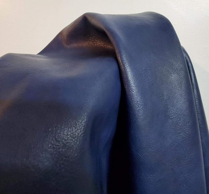 NAT Leathers | Navy Soft Faux Vegan Leather PU (Peta Approved Vegan) | 3 Yard (108 inch Length x 54 inch Wide) Cut by the Yard | Synthetic Pleather Nappa 0.9 mm Smooth Upholstery | 108"x54" by NATLeathers