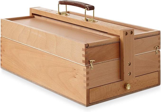 7 Elements Wooden Multi-Function Artist Tool and Brush Storage Box - Beechwood Art Supply Organizer with Drawers - Image 2