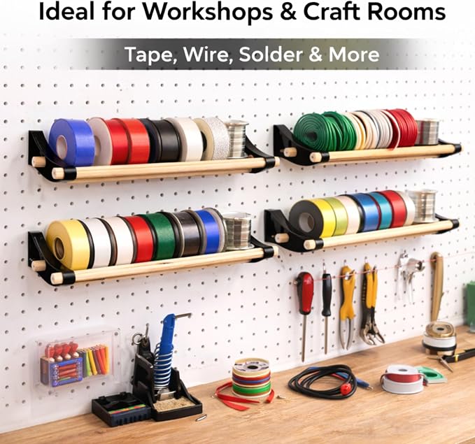 PEGGY Pegboard Spool Organizer Kit | 12-Inch | 3-Pack | White | Creates 3 Triple-Rod Organizers. Fits Standard Pegboards, Supports Up To 5 Lb Per Organizer & Is Made In USA. - Image 7