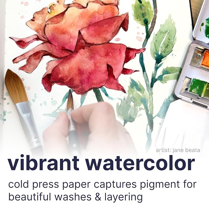 Strathmore 400 Series Watercolor Paper Art Book, Matte Brown Cover, Natural White, Hardbound, 24 Sheets, 5.5x8.5 inch - Image 3