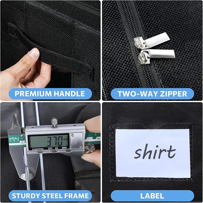 CYhom 3Pack Foldable Storage Bins - Frame Storage Box Linen Fabric Stackable Clothes Container Organizer with Clear Window & Carry Handles Large Capacity (Extra Large-100L, Black) - Image 5