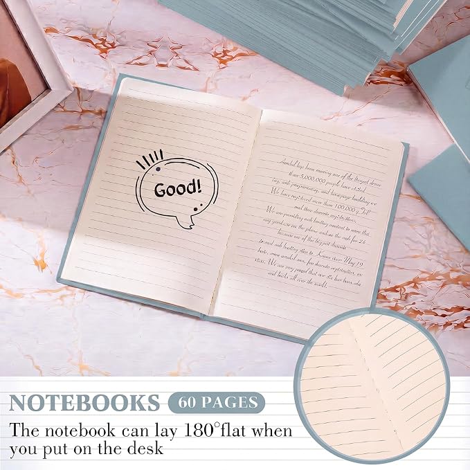 100 Pcs A5 Journals Notebooks Bulk,Lake Blue,Lined | Kraft Softcover Small Notebooks 5.5 Inch x 8.3 Inch Notepads with 60 Page 30 Sheet for Writing Sketch Travel Office Supplies - Image 5