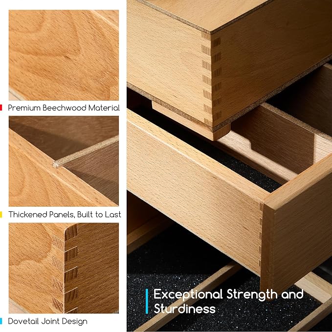 MEEDEN Artist Supply Organizer Box: 1-Tier Solid Beech Wood Art Box for Artist Supplies with Removable Dividers - Tool Storage Painting Supply Drawer Box - Image 6