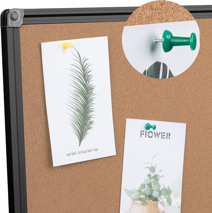 Extra Large Cork Bulletin Board 60" X 48", Foldable Notice Pin Board for Wall, Black Aluminum Framed 5'x4' Corkboard, Wall Mounted Noticeboard with 36 Push Pins for School, Home & Office - Image 5