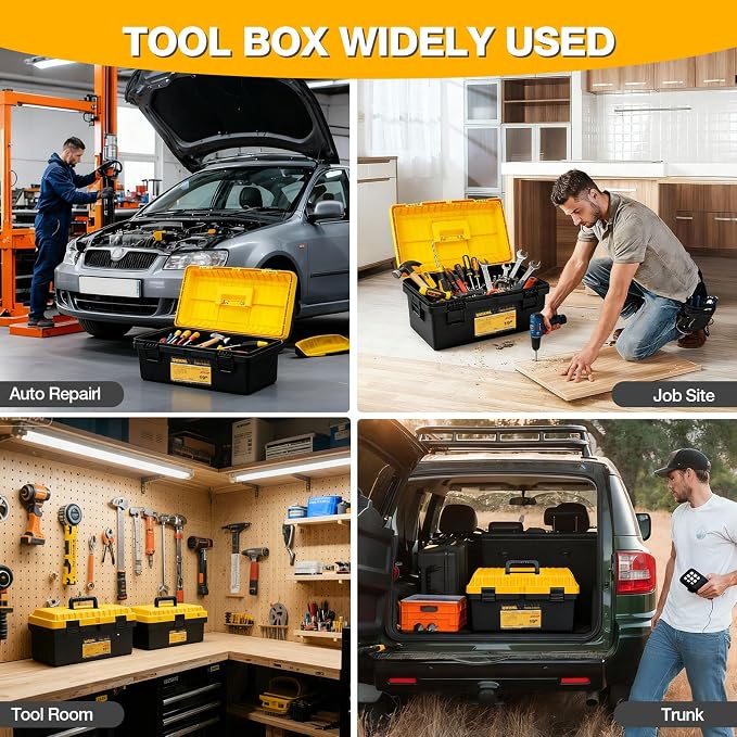 Stackable Portable Tool Box Set, 4 Nested Heavy Duty Boxes, 13-19 Inch | Workshop, Home, Removable Trays, Portable Design, Nesting Boxes, 70% Space Saving, Modular Storage, cajas de herramientas - Image 6
