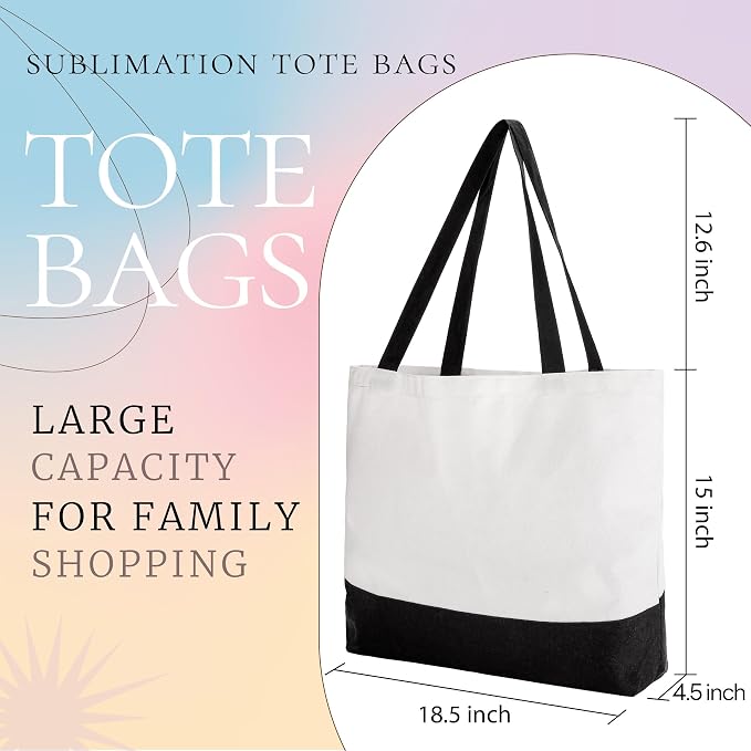 Joyclub 20 Pack Large Canvas Tote Bags Bulk Sublimation Blanks with Long Handle 18.5 x 15 x 4 inch Heavy Duty Totes Polyester Bags Wide Reusable Grocery for DIY Decorating Crafting Painting Shopping - Image 3