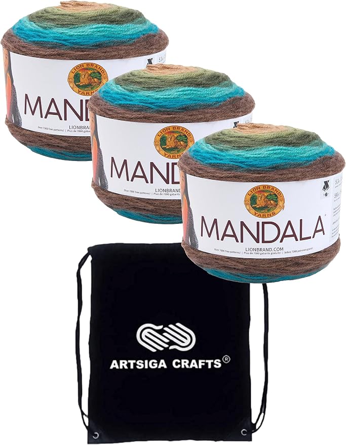 Lion Brand Yarn Mandala 525-230 Dragon | 3 Skeins, Same Dye Lot, Project Bag, CYC #3 DK-Light Worsted, 100% Acrylic, Ideal for Crochet, Knitting Baby Blankets by LionBrandYarn