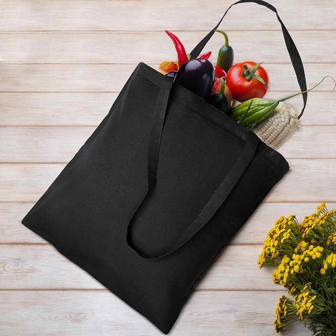 Urban Villa Cotton Tote Bags 28x36 (Set of 24) Black - Image 6
