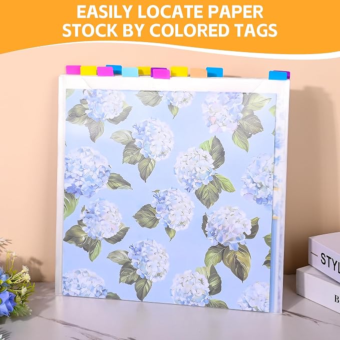 40 Pack Scrapbook Paper Storage 12x12 Paper Organizer with 120PCS Sticky Index Tabs for Holding Scrapbooking, Vinyl Sheets, Cardstock and Photos - Image 6