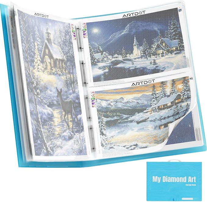 ARTDOT A1 Storage Book for Diamond Painting Kits, Diamond Art Portfolio Folder for Diamond Painting Accessories with 13 Pockets, 26 Views Protectors (34x25.4inches) by ARTDOT
