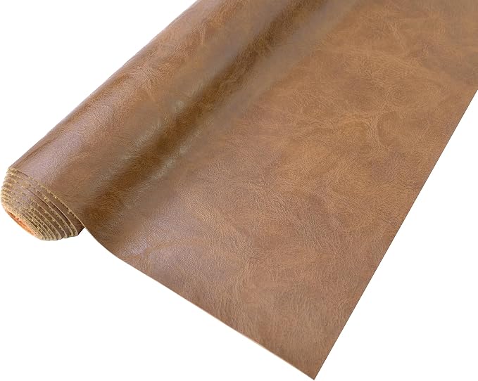 5 Yards 54" x 180" Distressed Crazy Horse Soft Faux Leather Fabric Brown Fake Leather Fabric Upholstery Vinyl for Sofa Chairs Car Seats Crafts by Bobeey