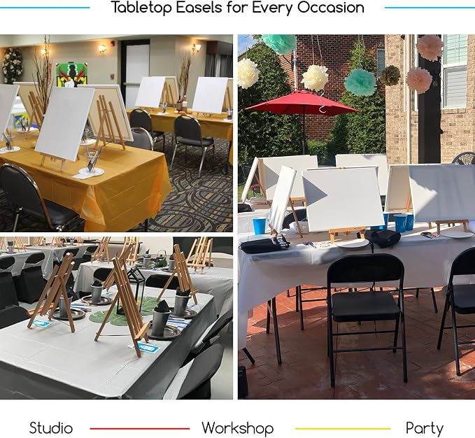 MEEDEN Tabletop Easel Stand for Display: 20" x 12 Pack Pine Wood Table Top Wooden Easel Stand for Sign - Black Mini Painting Easels for Picture Party Classroom - Image 7