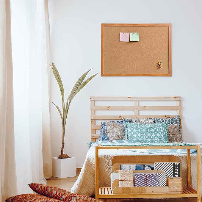 Cork Bulletin Board for Wall - 24” x 18” Bulletin Board Cork Board Wall Mounted Wood Frame Message Board pin Board for School,Office and Home - Image 6