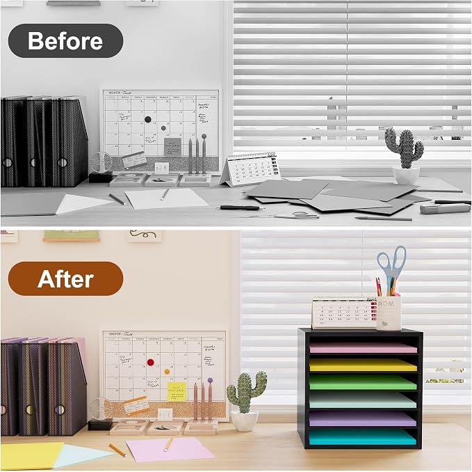 Alpeir 6-Slot 12x12 Scrapbook Paper Storage Organizer, Black | Easy Retrieval, Adjustable Shelves, Heavy Duty, Fit Scrapbook Supplies Craft Tools Storage, For Craft Room Office Classroom - Image 9