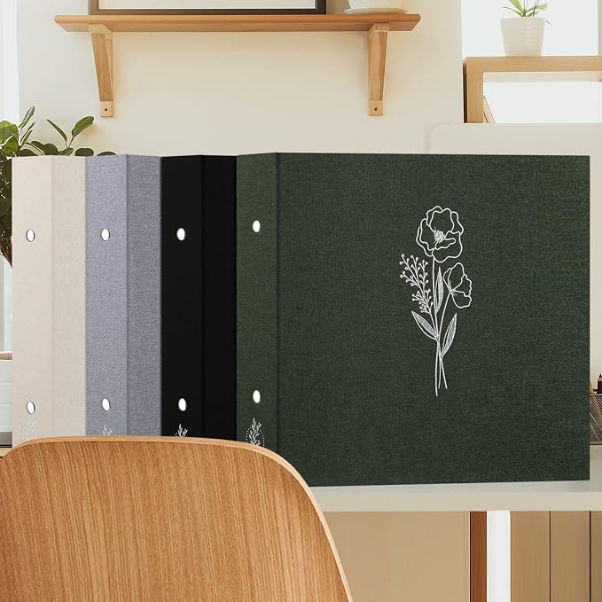 Lanpn 12x12 inch Scrapbook Photo Album, Linen Cover Archival Acid Free Top Load 3 Ring Binder Folder Photo Book 12 x 12 with 30 Plastic Sleeves 60 Pages (Black) - Image 7