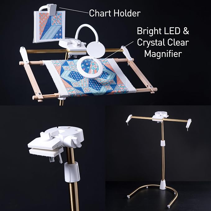 Daylight Company Stitchsmart Stand, Adjustable Embroidery Hoop Stand, Rotated Cross Stitch Stand, Hoop Holder, Hands Free Needlework Stand for Art Craft Sewing Projects,White - Image 6