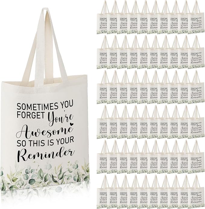 Roowest 60 Pcs Employee Appreciation Gift Totes Bulk Inspirational Canvas Bags Reusable Cotton Bag(Sometimes) by Roowest