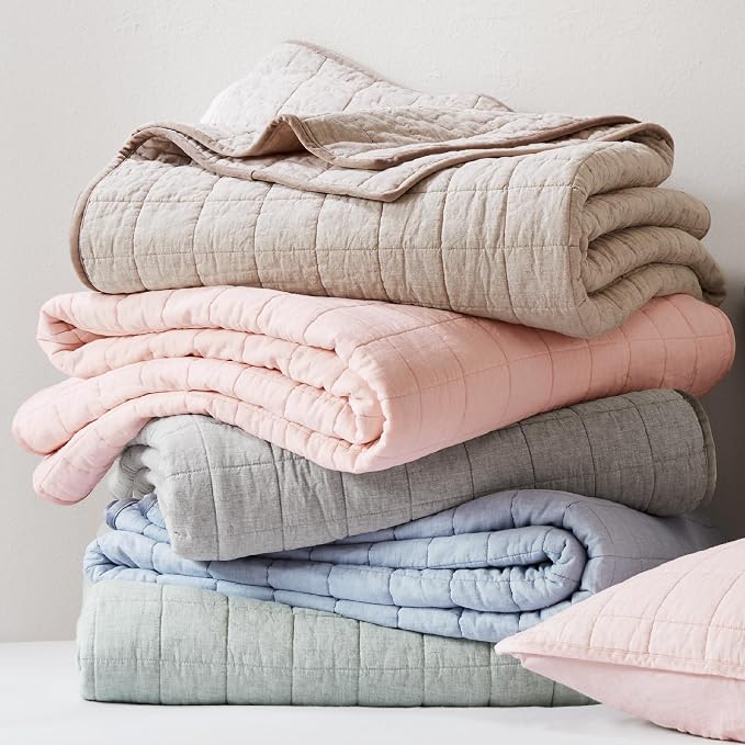 Hyde Lane Linen Quilt Set King Size, Grey - Breathable Box-Stitch Coverlet | 55% Flax Blend Front, Soft Cotton Backing, Machine Washable, Gets Softer After Every Wash - Image 8