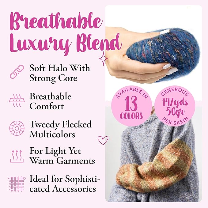 Cotton Alpaca Tweed DK Alpaca Yarn, 4-Pack (588Yds/200G), Spring Fern | Soft Alpaca Tweed Yarn for Crocheting with Free Patterns - 3 DK Light Worsted Weight Yarn for Knitting - Image 2