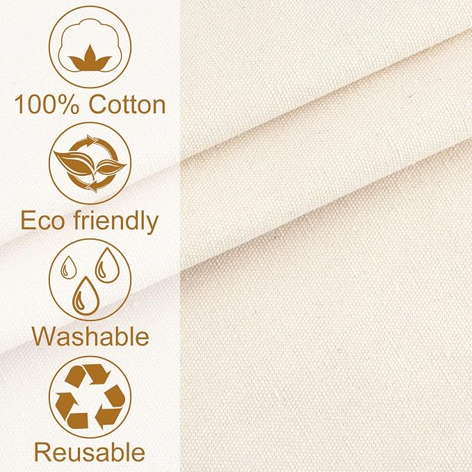 Morcheiong 20 Pack Cotton Canvas Bag Blank Tote Canvas Bags Reusable Grocery Shopping Bags, Suitable for DIY Craft, Promotion, Gift, Shopping, Advertising, Drawing, Grocery, Activity - Image 5