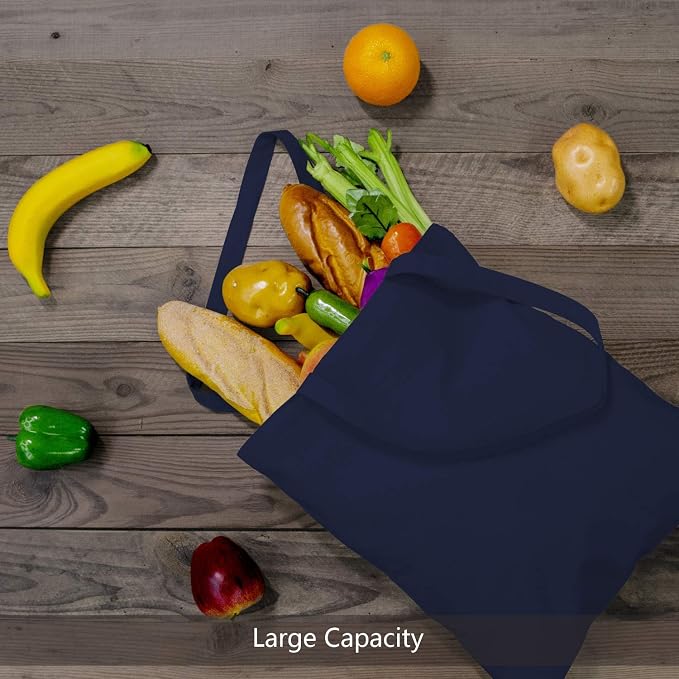 TOPDesign 6-Pack Economical 16"x15" Navy Blue Cotton Tote Bag, Lightweight Medium Reusable Grocery Shopping Cloth Bags, Suitable for DIY, Advertising, Promotion, Gift, Activity - Image 4