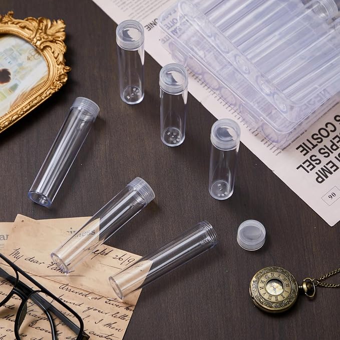 Qunclay 24 Pcs Dime Coin Tubes with 4 Plastic Storage Box Clear Holders with Lid for Coin Supplies Collection - Image 6